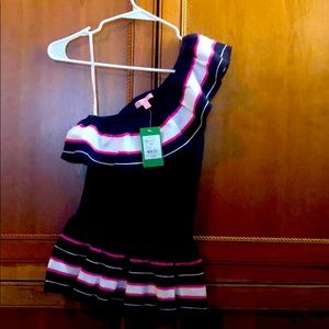 Lilly Pulitzer one shoulder navy and white top